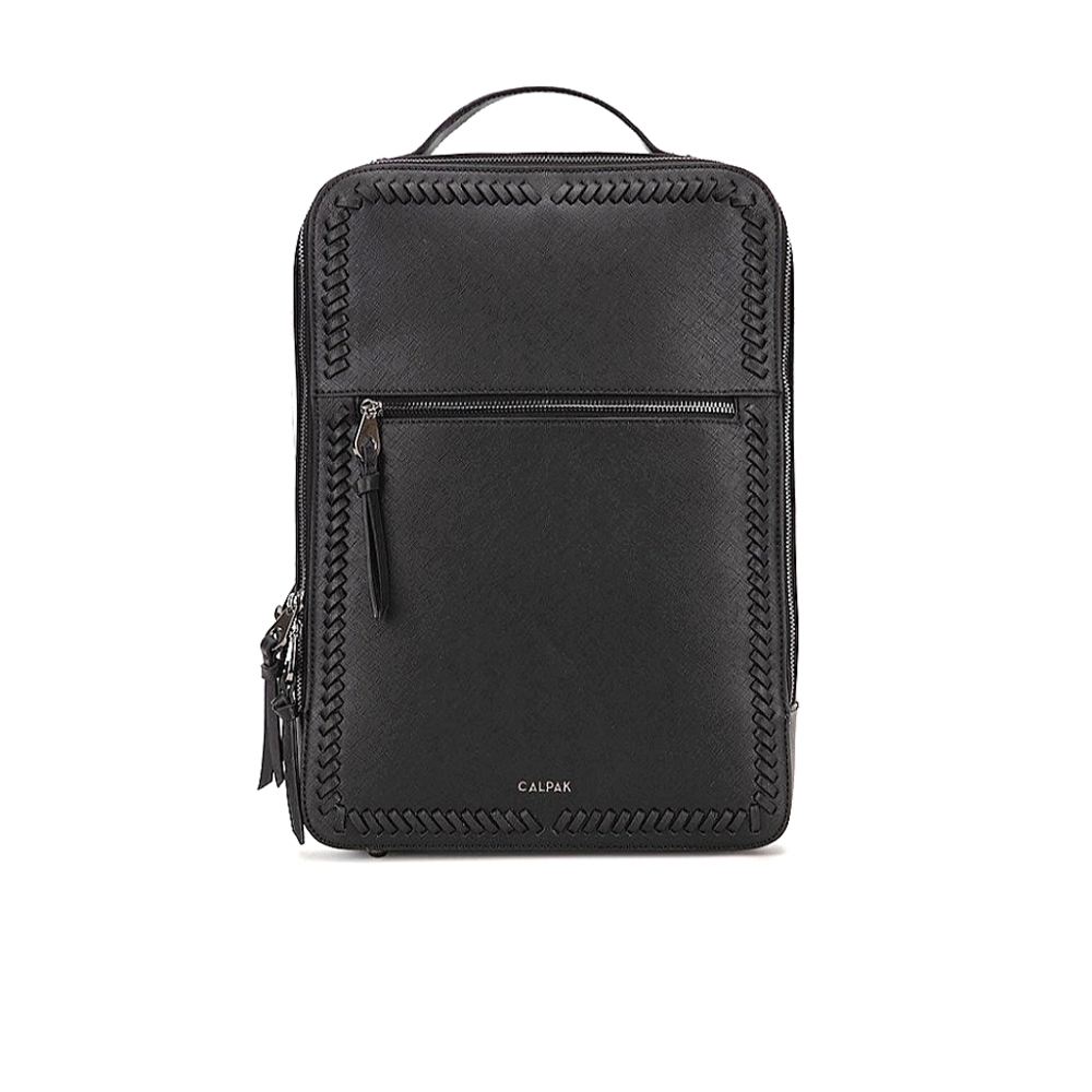 Calpak Black Laptop Bag with Stitch Detail